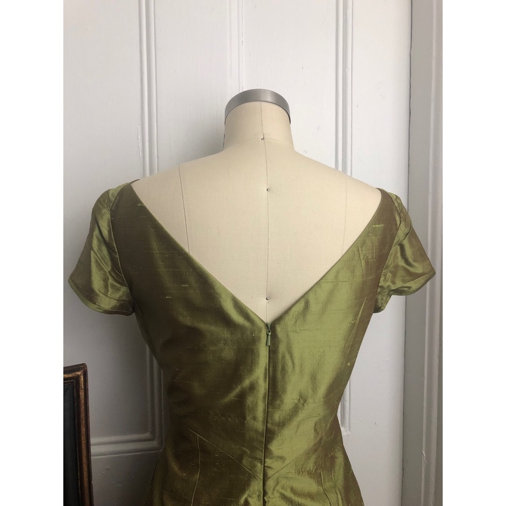 Tahari-Raw Silk-Iridescent-1940s-Evening Dress - Picture 6 of 7